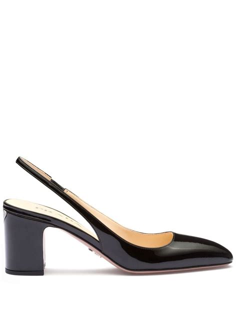 prada patent-leather slingback pumps|prada leather slingback wedge pumps.